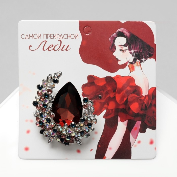 Брошь «Императрица» полумесяц, цветная в серебре Брошь «Императрица» полумесяц, цветная в серебре