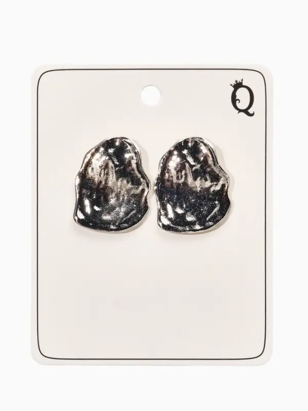 Серьги металл «Мятые», цвет серебро Серьги металл «Мятые», цвет серебро