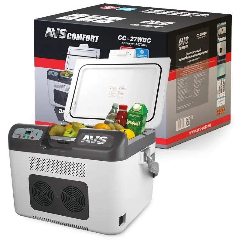 Холодильник автомобильный AVS CC-27WBC(программное цифровое управление, USB-порт)  27л 12V/24V/220V