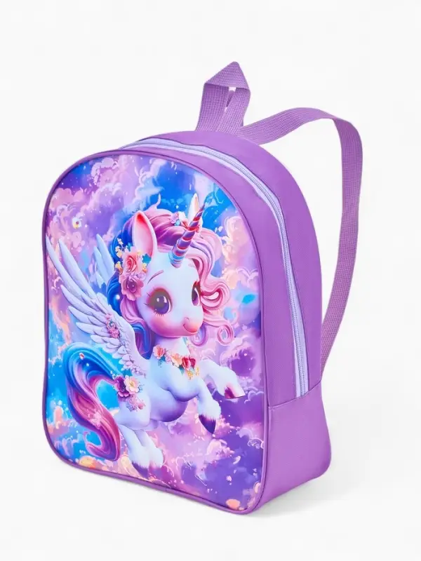 Рюкзак детский 27*10*30, отд на молнии, единорог сиреневый Рюкзак детский 27*10*30, отд на молнии, единорог сиреневый
