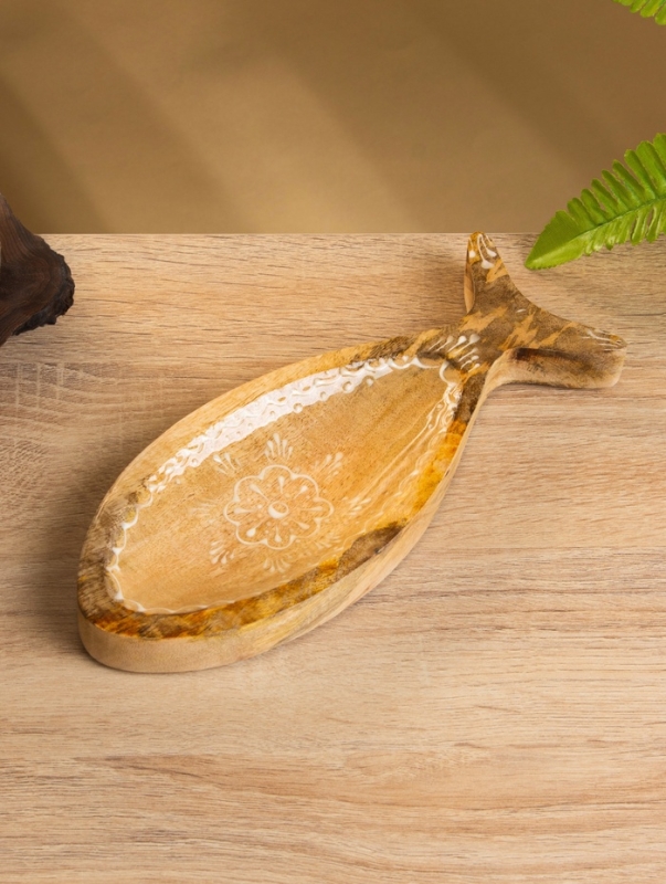 Блюдо в форме рыбки Блюдо в форме рыбки "Пряник" дерево манго 25,5х10х2 см