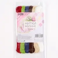 Нитки мулине №12, 8&plusmn;1 м, набор 6 шт., разноцветные
