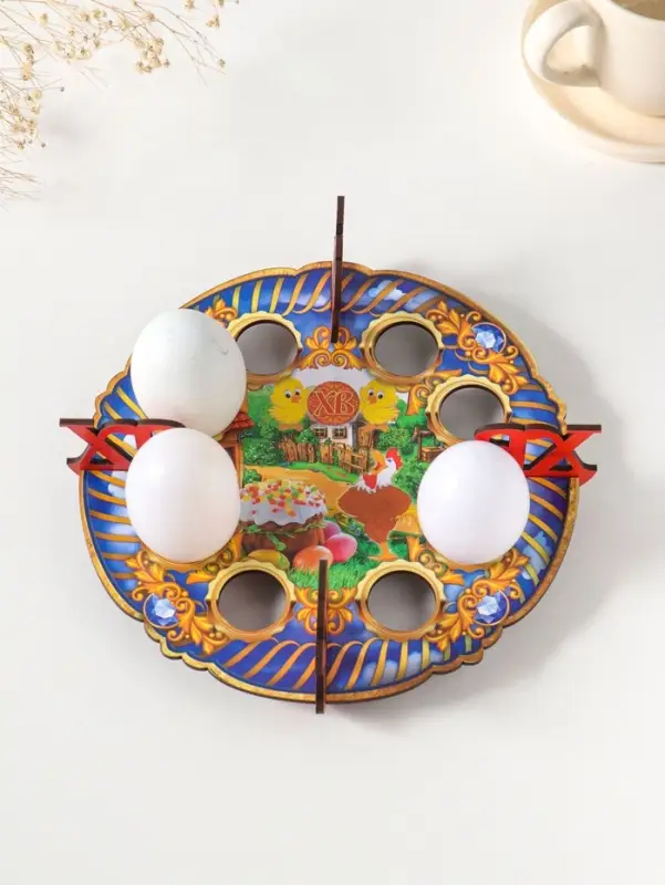 Подставка пасхальная на 8 яиц "Петушок".   Д 20 см