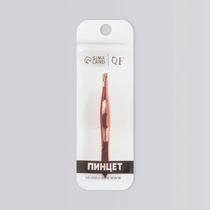 Пинцет скошенный, узкий, 9 см, цвет розовое золото