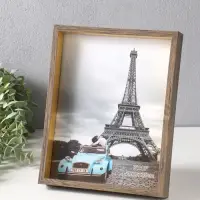 Фоторамка пластик 20х25 см "Ламберто" бежево-чёрный с золотом 26х21х3,5 см