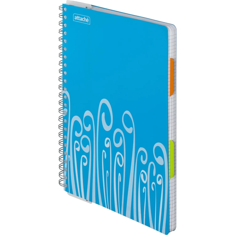 Бизнес-тетрадь А4,140 л,пласт обл, с разд,спир,ATTACHE FANTASY,голуб