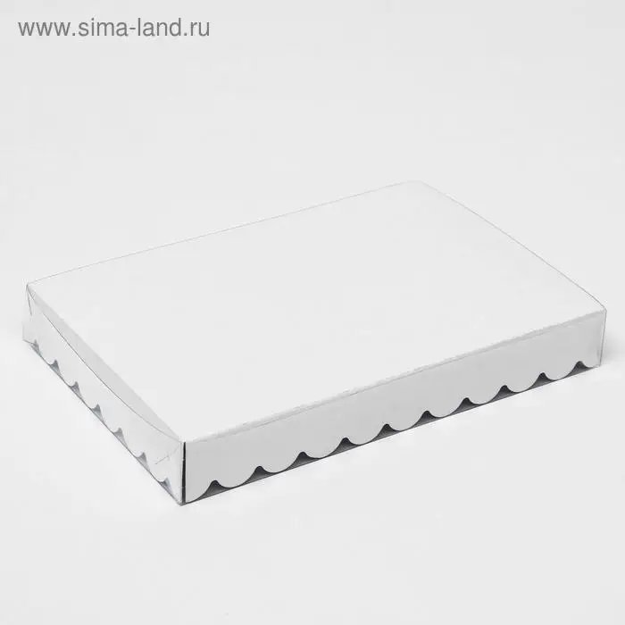 Коробочка для печенья с PVC крышкой  Коробочка для печенья с PVC крышкой "ЗигЗаг", крафт, 22 х 15 х 3 см