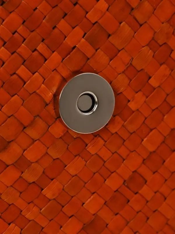 Сумка плетёная на застёжке из пандана, 35&times;12&times;40 см, бежево-оранжевая