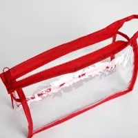 Косметичка на молнии, цвет красный/прозрачный