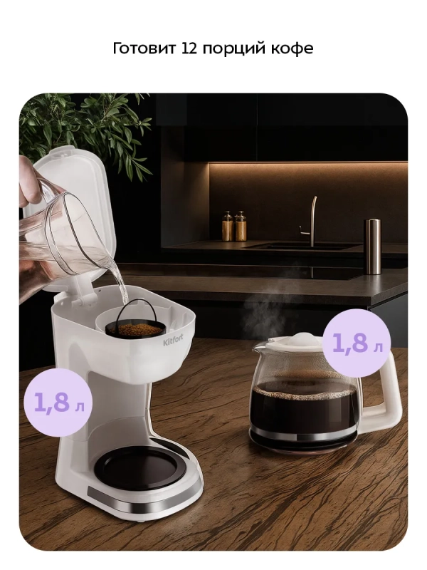 Кофеварка капельная КТ-7538 - 1.8 л Кофеварка капельная КТ-7538 - 1.8 л
