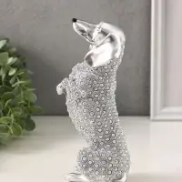 Фигура полистоун &laquo;Серебряная такса&raquo;, бисерный, 8.5&times;7&times;20 см