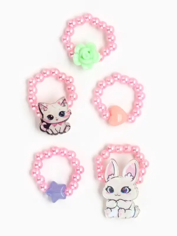 Кольца детские с бусинами &laquo;Милые котики&raquo;, 1.5 см