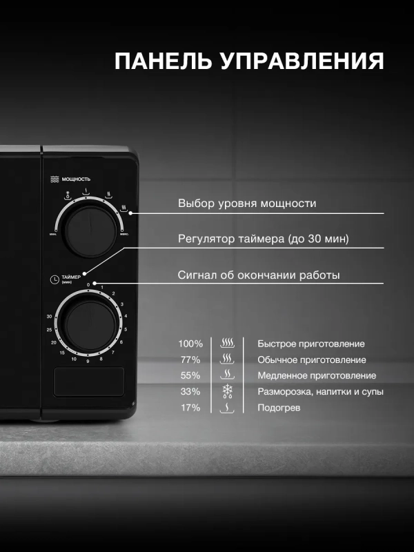 Микроволновая Печь HYM-M2096 20л 700Вт черный
