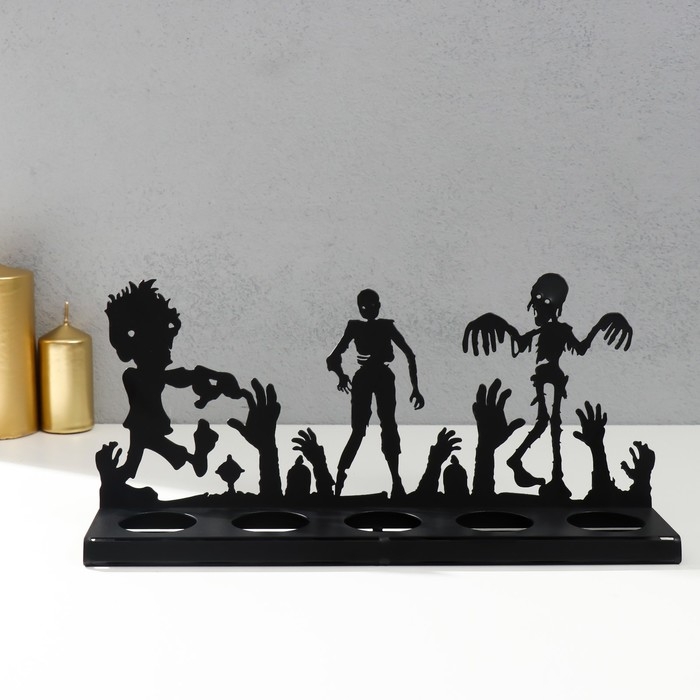 Подсвечник металл на 5 свечей Подсвечник металл на 5 свечей "Хэллоуин. Восставшие" чёрный 17,8х29,5х6 см