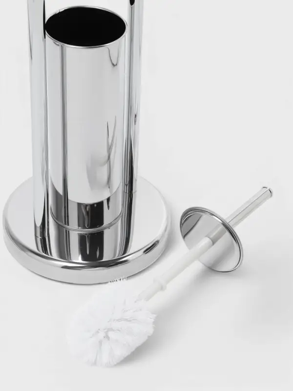 Ёршик для унитаза с подставкой напольный, 22&times;22&times;82 см, с держателем для туалетной бумаги, хром