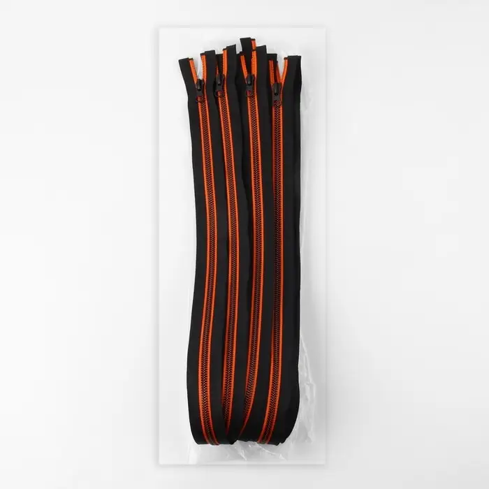 Молния «Трактор», №5, разъёмная, замок автомат, 80 см, чёрная, оранжевая