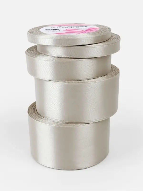 Атласная лента, набор 5 шт., 6/10/20/40/50 мм, 23&plusmn;1 м, светло-серая №179