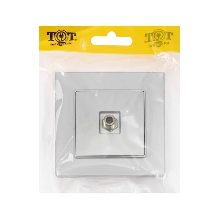 Розетка телевизионная TOT Matte Glass, стекло, скрытая, одноместная, серебристая