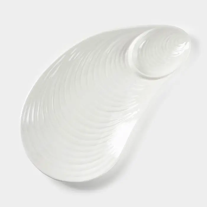 Блюдо керамическое с соусником &laquo;Ракушка&raquo;, 28.5&times;15.5&times;2 см, белое