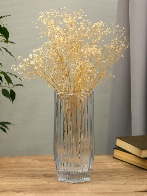 Ваза стекло настольная  Ваза стекло настольная "Эдисон" линии, 28х13,5 см, прозрачный