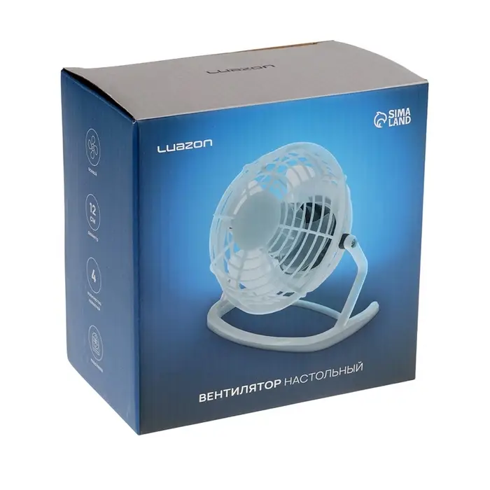 Вентилятор настольный Luazon LOF-06, осевой, 2.5 Вт, 12 см, пластик, белый