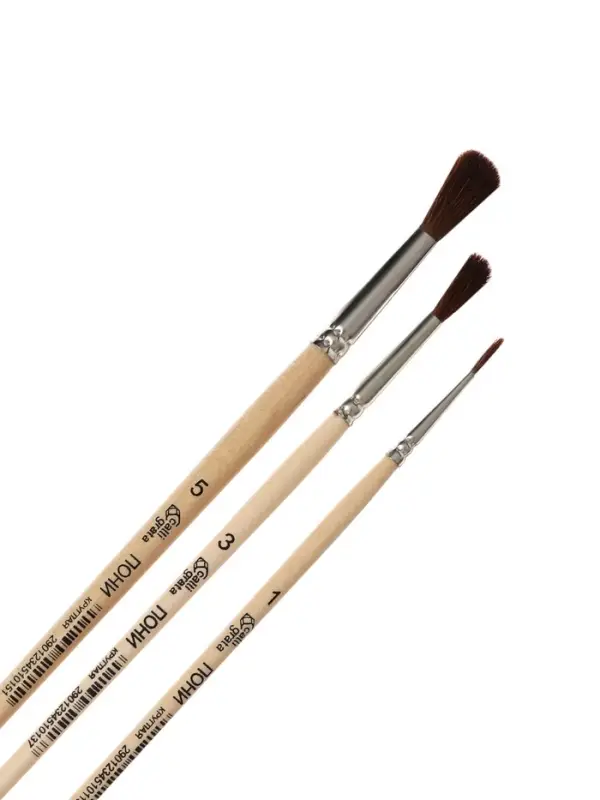 Набор кистей для рисования, пони, 3 штуки: №: 1, 3, 5, Calligrata, круглые, деревянная ручка, в пакете