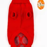Свитер "Олень на красном", XL (ДС 34, ОШ 34, ОГ 32-51 см)
