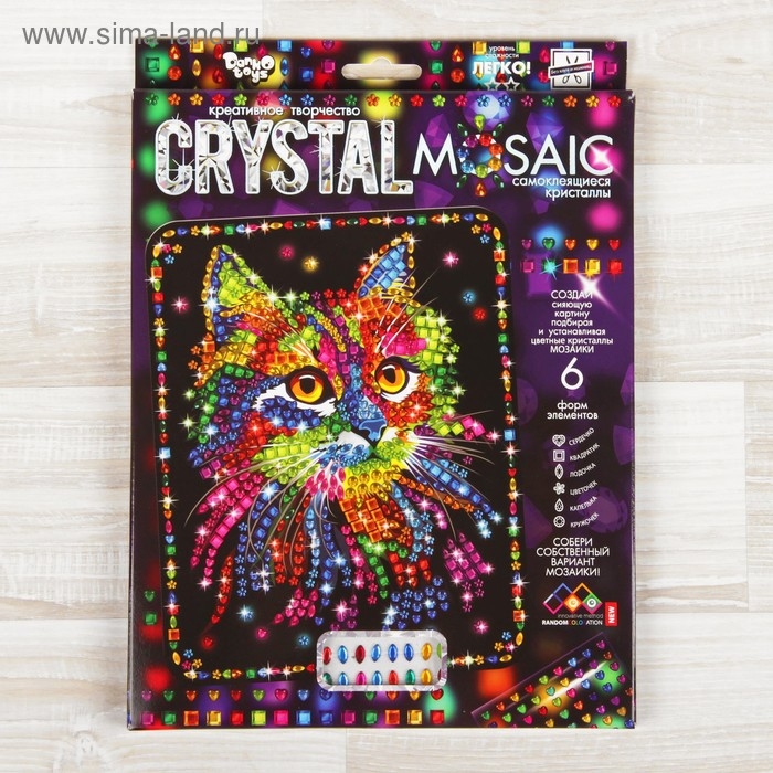 Набор для создания мозаики «Кот» CRYSTAL MOSAIC, на тёмном фоне Набор для создания мозаики «Кот» CRYSTAL MOSAIC, на тёмном фоне