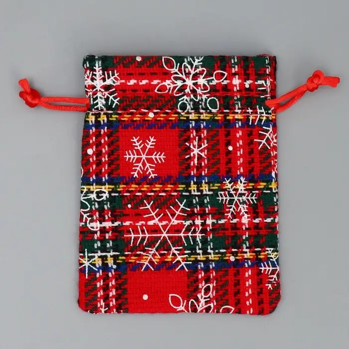 Мешочек подарочный холща «Вьюга», снежинки, 10 х 12 см +/- 1.5 см