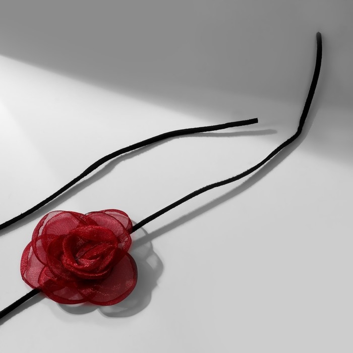 Чокер «Танго» цветок на нитях, цвет красно-чёрный, 30см