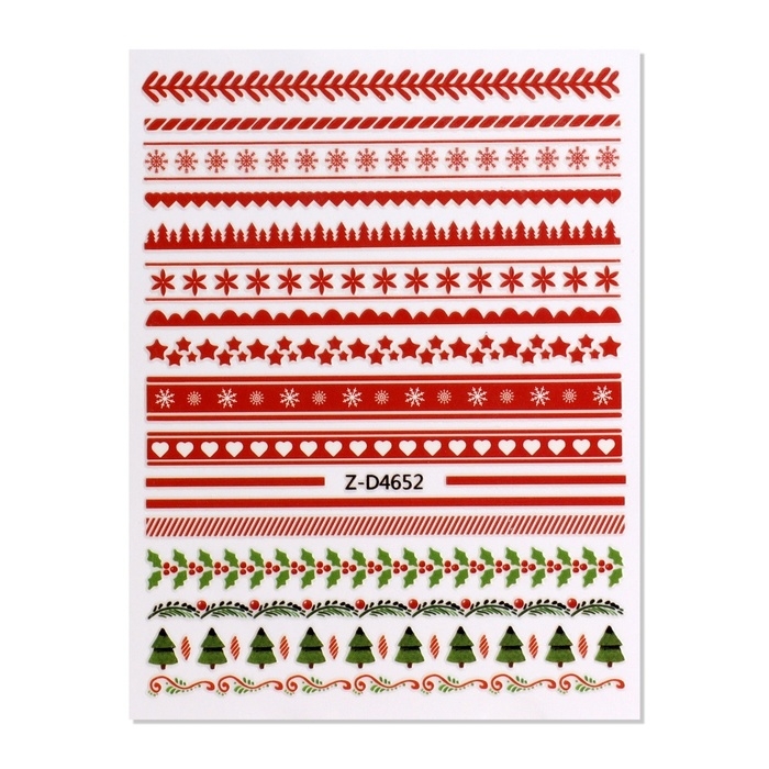Новый год! Наклейки для ногтей «Зимние узоры», цвет красный/зелёный