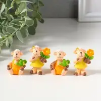 Сувенир полистоун "Барашки в огороде" набор 4 шт 1,5х2х4 см