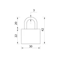 Замок навесной для чемодана, средний, 30&times;42 мм, красный
