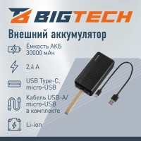 Внешний аккумулятор BigTech (BT-PB-30-BL-5) 30000 mAh черный