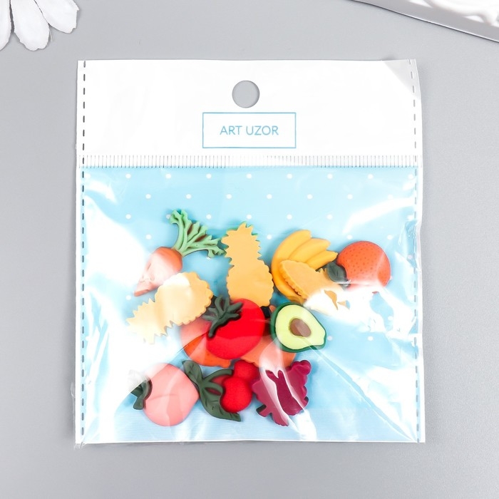 Декор для творчества пластик Декор для творчества пластик "Фрукты и овощи" набор 13 шт