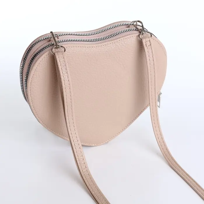 Сумка женская кросс-боди на молнии, в форме сердца, 20&times;5&times;16 см, бежевая