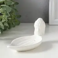 Подставка для благовоний керамика "Голова Будды" белая 12х6,5х6 см