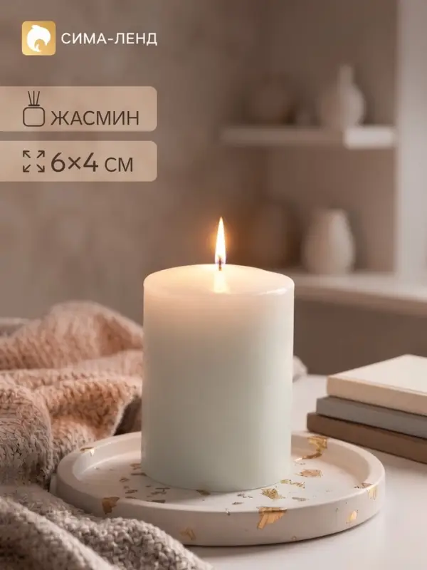 Ароматическая свеча - цилиндр &laquo;Жасмин&raquo;, 4&times;6 см
