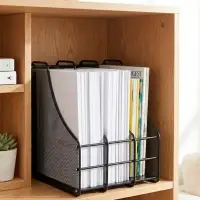 Лоток для бумаг А4, вертикальный, металлическая сетка, 3 отделения, чёрный