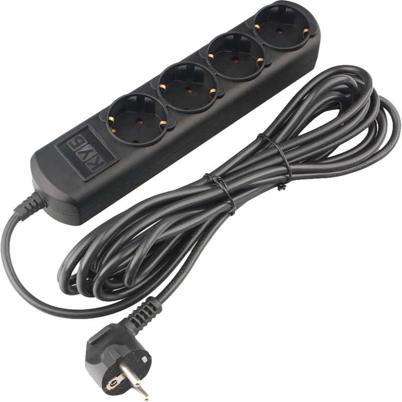 Удлинитель Power Cube 5м, 4р, без выкл., 10А черн. (PC-1B-5M)