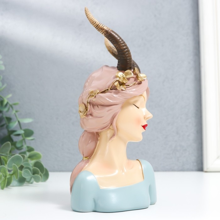 Сувенир полистоун Сувенир полистоун "Девушка с рогами и цветочным венком в волосах" 18х10х7,2 см
