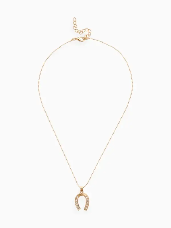Кулон на цепочке &laquo;Подкова&raquo;, белый в золоте, 45 см