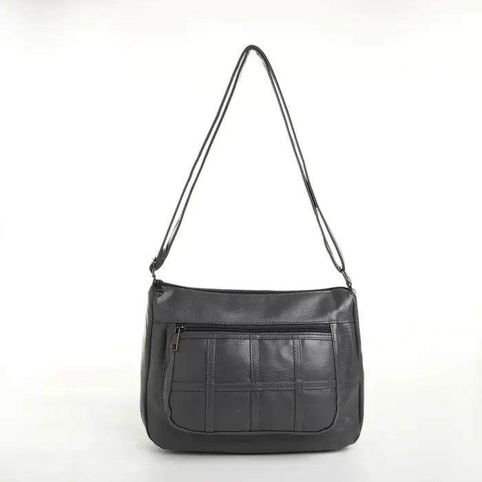 Сумка женская кросс-боди на молнии, 20&times;8.5&times;15 см, однотонная, серая