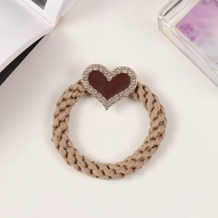 Резинка для волос Резинка для волос "Шерил" сердце, 6 см, коричневый