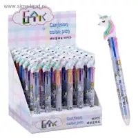 Ручка шариковая многоцветная, автоматическая &laquo;Единорог&raquo;, 6 цветов (штрихкод на штуке)