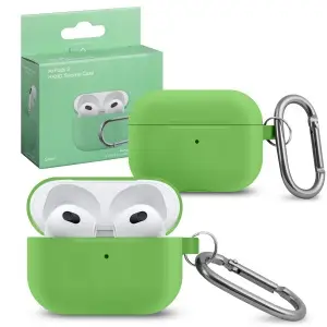 Чехол для AirPods 3 Hang Silicon Case с карабином Green