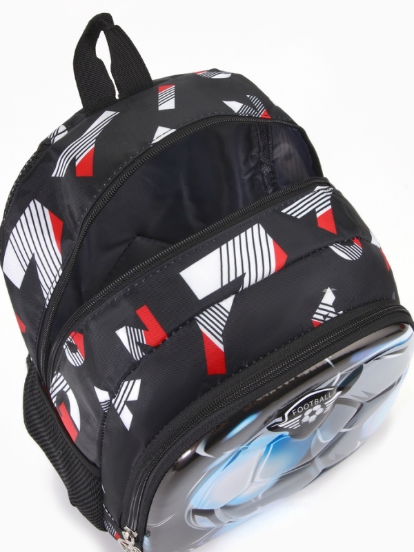 Рюкзак детский 25*12*31, отд на молнии, 3 н/к, чёрный, мяч