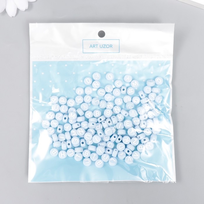 Бусины для творчества пластик Бусины для творчества пластик "Английские буквы" голубые набор 20 гр 0,4х0,7х0,7 см