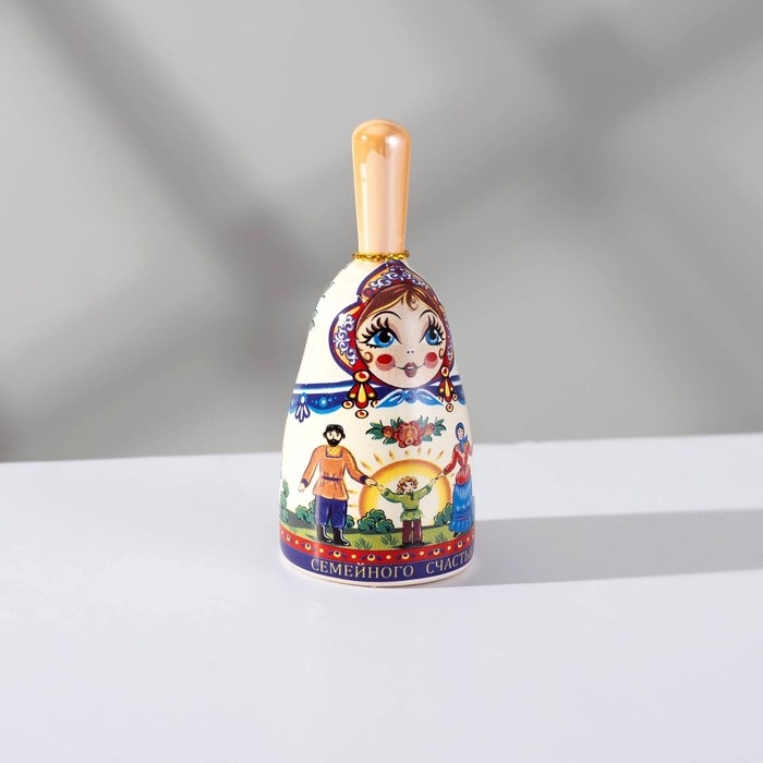 Колокольчик с ручкой  Колокольчик с ручкой "Матрешка" 8 см, малая, керамика,