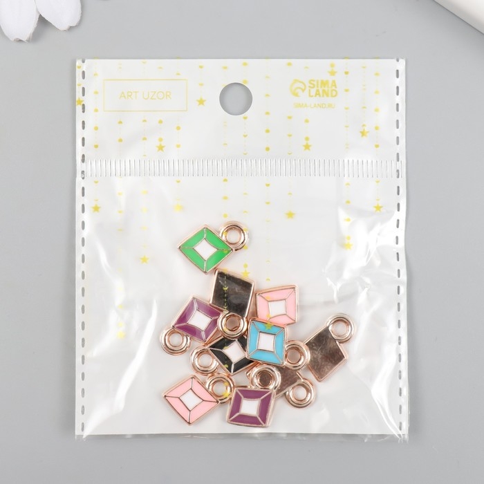 Декор для творчества пластик под металл Декор для творчества пластик под металл "Ромбы яркие" МИКС набор 10 шт 0,2х1,2х1,8 см